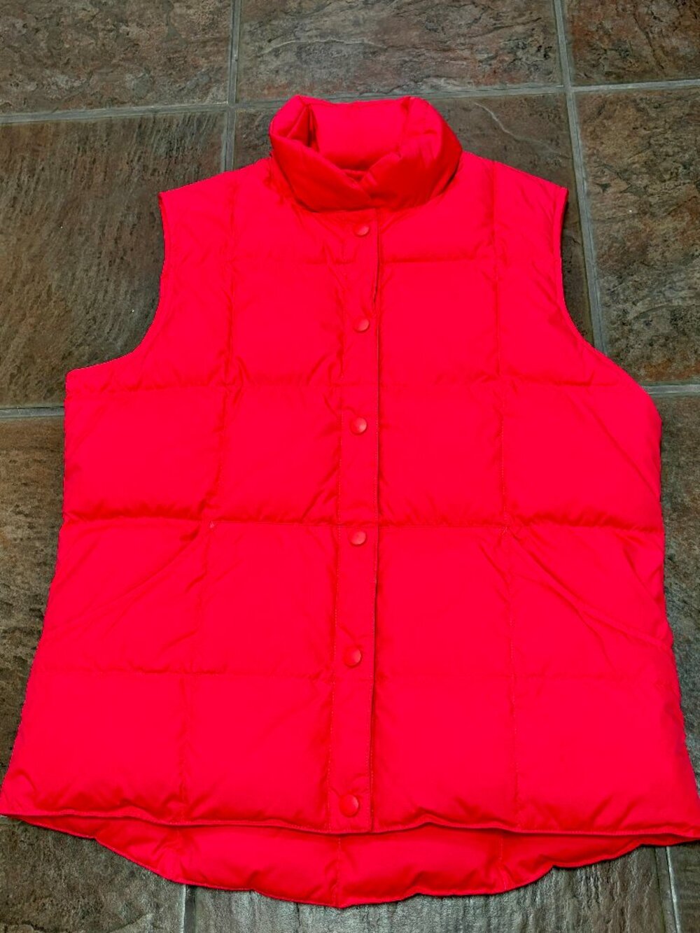 ~~Lands'End Women's Pink Snap Up Goose Down Quilted Puffer Vest Small 6-8...VGUC